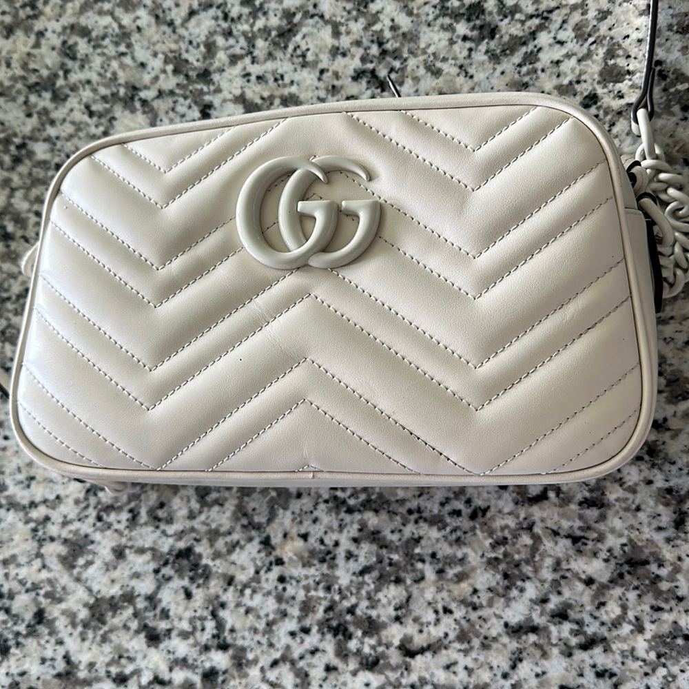 Newly released GG Marmont white shoulder bag